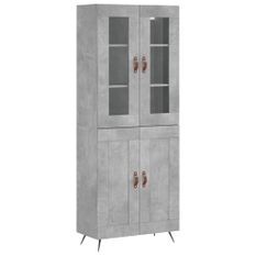 Buffet haut Gris béton 69,5x34x180 cm Bois d'ingénierie