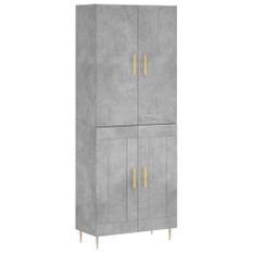 Buffet haut Gris béton 69,5x34x180 cm Bois d'ingénierie