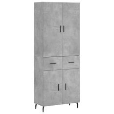 Buffet haut Gris béton 69,5x34x180 cm Bois d'ingénierie