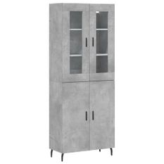 Buffet haut Gris béton 69,5x34x180 cm Bois d'ingénierie