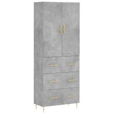 Buffet haut Gris béton 69,5x34x180 cm Bois d'ingénierie