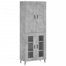 Buffet haut Gris béton 69,5x34x180 cm Bois d'ingénierie