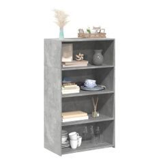 Buffet haut gris béton 70x41x124 cm bois d'ingénierie
