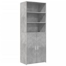 Buffet haut gris béton 70x42,5x185 cm bois d'ingénierie