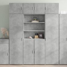 Buffet haut gris béton 80x42,5x185 cm bois d'ingénierie