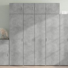 Buffet haut gris béton 80x42,5x185 cm bois d'ingénierie