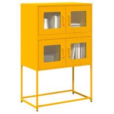 Buffet haut jaune moutarde 68x39x107 cm acier