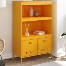 Buffet haut jaune moutarde 68x39x113 cm acier