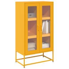 Buffet haut jaune moutarde 68x39x123 cm acier
