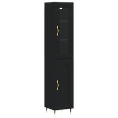 Buffet haut Noir 34,5x34x180 cm Bois d'ingénierie