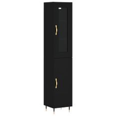 Buffet haut Noir 34,5x34x180 cm Bois d'ingénierie