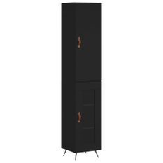 Buffet haut Noir 34,5x34x180 cm Bois d'ingénierie