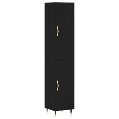 Buffet haut Noir 34,5x34x180 cm Bois d'ingénierie