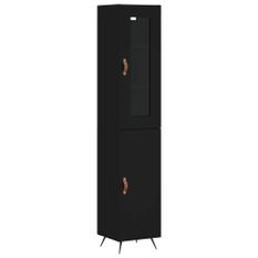 Buffet haut Noir 34,5x34x180 cm Bois d'ingénierie