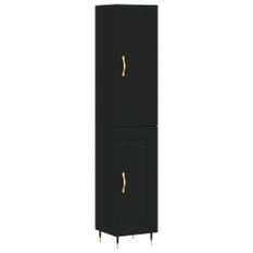 Buffet haut Noir 34,5x34x180 cm Bois d'ingénierie