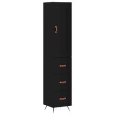 Buffet haut Noir 34,5x34x180 cm Bois d'ingénierie