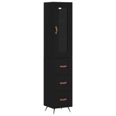 Buffet haut Noir 34,5x34x180 cm Bois d'ingénierie