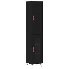 Buffet haut Noir 34,5x34x180 cm Bois d'ingénierie