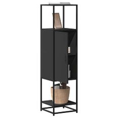 Buffet haut noir 35,5x35x139 cm bois d'ingénierie et métal