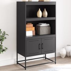Buffet haut noir 68,5x38,5x123,5 cm acier
