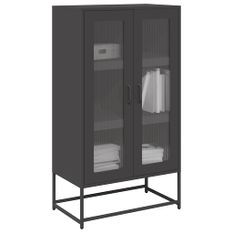 Buffet haut noir 68x39x123 cm acier
