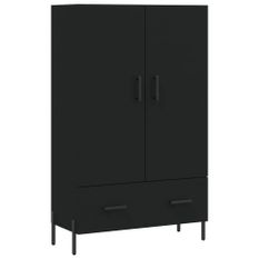 Buffet haut noir 69,5x31x115 cm bois d'ingénierie