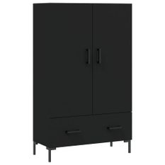 Buffet haut noir 69,5x31x115 cm bois d'ingénierie