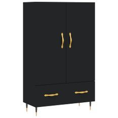 Buffet haut noir 69,5x31x115 cm bois d'ingénierie