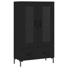 Buffet haut noir 69,5x31x115 cm bois d'ingénierie