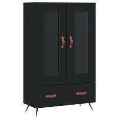 Buffet haut noir 69,5x31x115 cm bois d'ingénierie