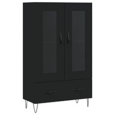 Buffet haut noir 69,5x31x115 cm bois d'ingénierie