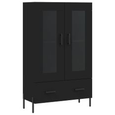 Buffet haut noir 69,5x31x115 cm bois d'ingénierie