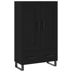 Buffet haut noir 69,5x31x115 cm bois d'ingénierie