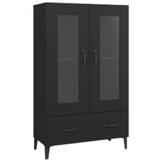 Buffet haut noir 70x31x115 cm bois d'ingénierie