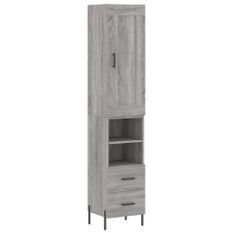 Buffet haut Sonoma gris 34,5x34x180 cm Bois d'ingénierie