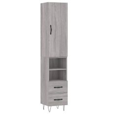 Buffet haut Sonoma gris 34,5x34x180 cm Bois d'ingénierie