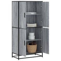 Buffet haut sonoma gris 68x35x139 cm bois d'ingénierie