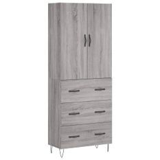 Buffet haut Sonoma gris 69,5x34x180 cm Bois d'ingénierie