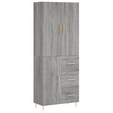 Buffet haut Sonoma gris 69,5x34x180 cm Bois d'ingénierie