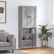Buffet haut Sonoma gris 69,5x34x180 cm Bois d'ingénierie