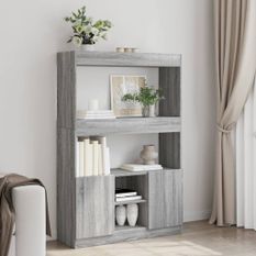 Buffet haut sonoma gris 92x33x140 cm bois d'ingénierie