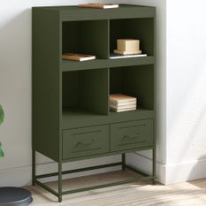Buffet haut vert olive 68,5x39x111,5 cm acier laminé à froid