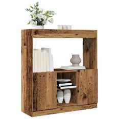 Buffet haut vieux bois 92x33x100 cm bois d'ingénierie