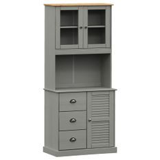 Buffet haut VIGO gris 78x40x175 cm bois massif de pin