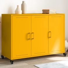 Buffet jaune moutarde 100,5x39x72 cm acier laminé à froid