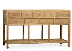 Buffet MERIDA en teck recyclé – 9 tiroirs et 1 étagère