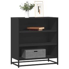 Buffet noir 68x35x76 cm bois d'ingénierie et métal
