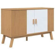 Buffet OLDEN blanc et marron 114x43x73,5 cm bois massif de pin