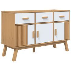 Buffet OLDEN blanc et marron 114x43x73,5 cm bois massif de pin