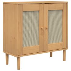 Buffet SENJA aspect rotin marron 80x35x80 cm bois massif de pin